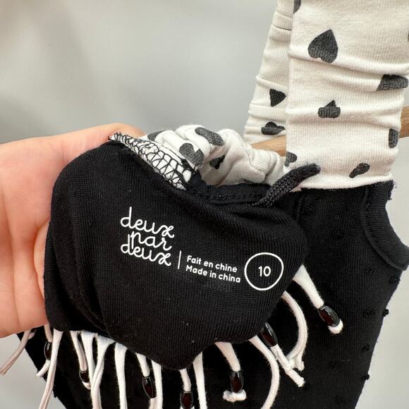 Deax Par Deux Black & White Heart Print Romper with Fringe Detail // 10 - Picture 8 of 12